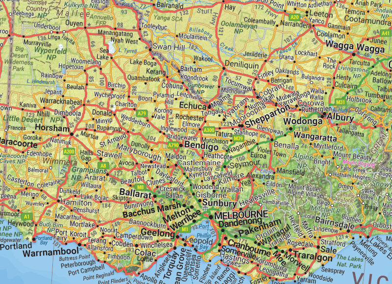 Australia Road & Terrain Map