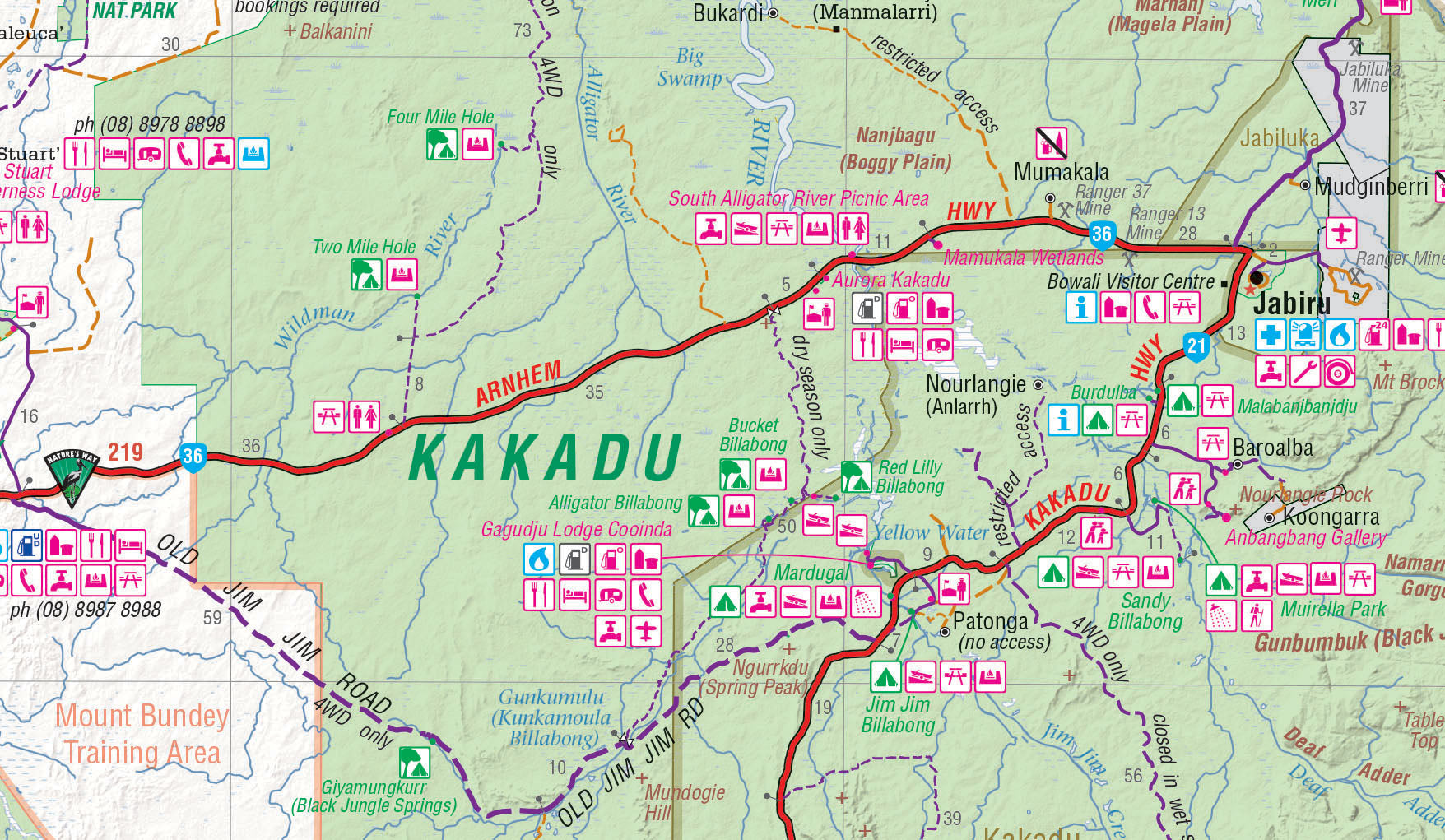Top End National Parks Map: Litchfield, Katherine & Kakadu